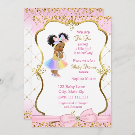Invitation du baby shower princesse (Devant / Derrière)