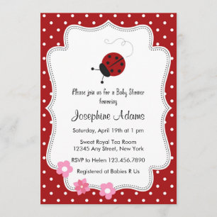 Invitation du Baby shower Red Ladybug