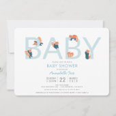 Invitation du Baby shower Red Panda Blue Boy (Devant)