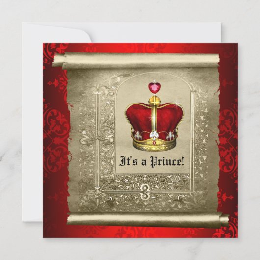 Invitation du Baby shower Regal Royal Red Prince (Devant)