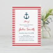 Invitation du Baby shower rouge nautique (Debout devant)