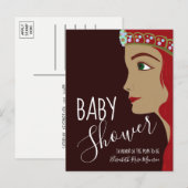 Invitation du Baby shower rouge Princesse (Devant / Derrière)