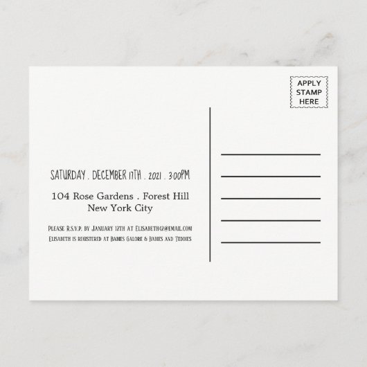 Invitation du Baby shower rouge Princesse (Dos)