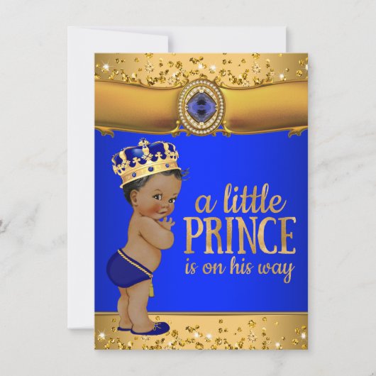 Invitation du Baby shower Royal Blue Gold (Devant)