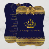 Invitation du Baby shower Royal Blue & Gold Crown (Devant / Derrière)