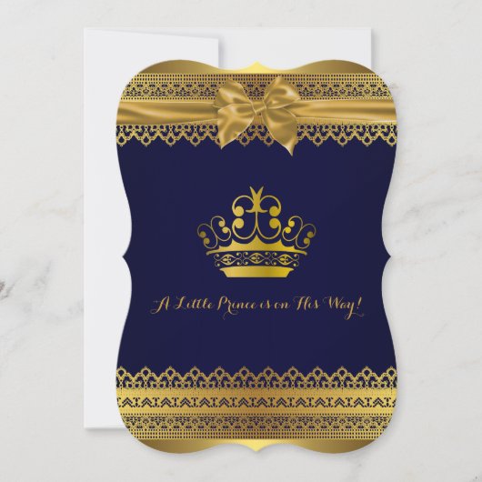Invitation du Baby shower Royal Blue & Gold Crown (Devant)
