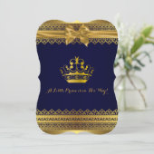 Invitation du Baby shower Royal Blue & Gold Crown (Debout devant)