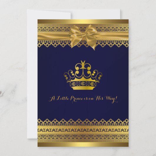 Invitation du Baby shower Royal Blue & Gold Crown (Devant)
