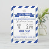 Invitation du Baby shower Royal Blue Little Prince (Debout devant)