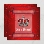 Invitation du Baby shower Royal Red Prince (Devant / Derrière)