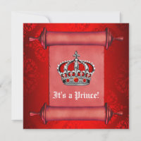 Invitation du Baby shower Royal Red Prince