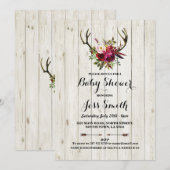 Invitation du Baby shower Rustic Antler Floral Woo (Devant / Derrière)