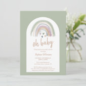 Invitation du Baby shower Sage Green Boho Arch (Debout devant)