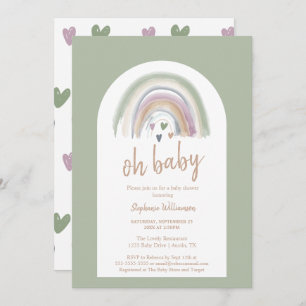 Invitation du Baby shower Sage Green Boho Arch