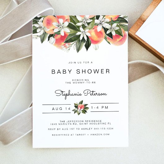 Invitation du Baby shower SAVANNAH Watercolor Peac