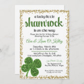 Invitation du Baby shower Shamrock de la Saint-Pat (Devant / Derrière)