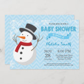 Invitation du Baby shower Snowman d'hiver (Devant / Derrière)