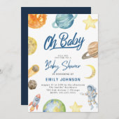 Invitation du Baby shower spatial Astronaut (Devant / Derrière)