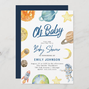 Invitation du Baby shower spatial Astronaut