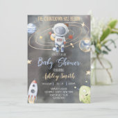 Invitation du Baby shower spatial astronaute (Debout devant)