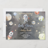 Invitation du Baby shower spatial astronaute (Devant)