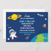 Invitation du Baby shower spatial astronaute (Devant / Derrière)