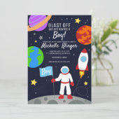 Invitation du Baby shower spatial de l'astronaute (Debout devant)