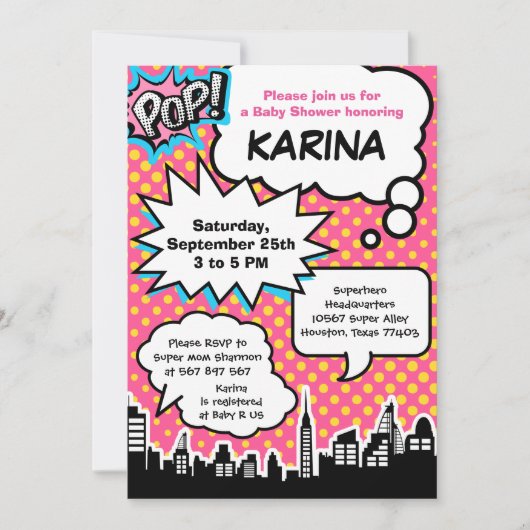 Invitation du Baby shower Superhero (Devant)