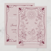 Invitation du Baby shower Tarot fille (Devant / Derrière)