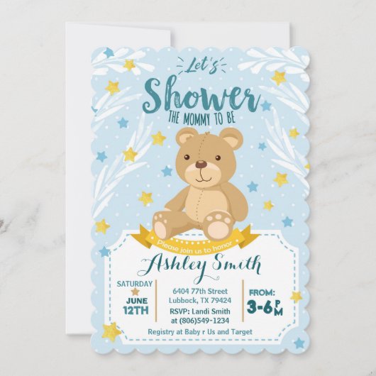 Invitation du Baby shower Teddy Bear (Devant)