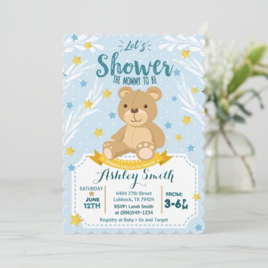 Invitation du Baby shower Teddy Bear (Debout devant)