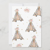 Invitation du Baby shower Teepee Pink Floral Fox (Dos)
