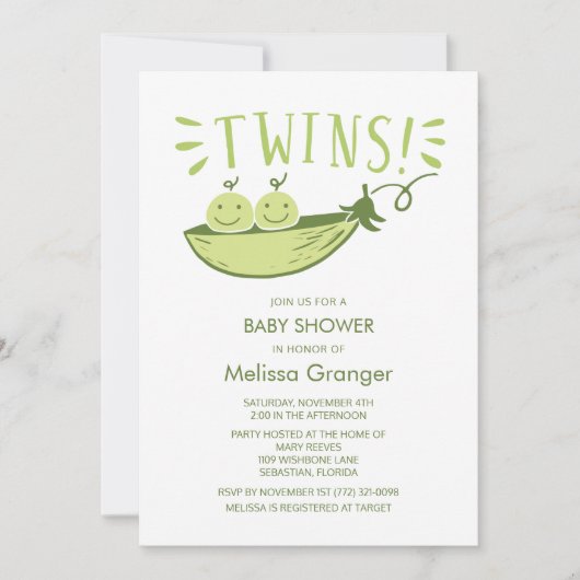Invitation du Baby shower Twins (Devant)