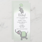 Invitation du Baby shower vert de la mère et du bé (Devant / Derrière)