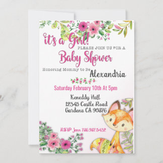 Invitation du Baby shower Woodland Fox