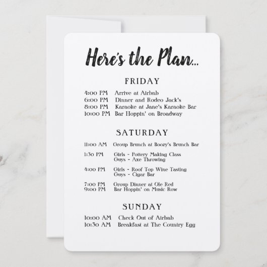 Invitation du Bachelor/Bachelorette Party (Dos)