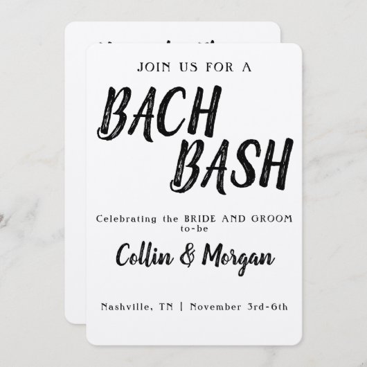 Invitation du Bachelor/Bachelorette Party (Devant / Derrière)