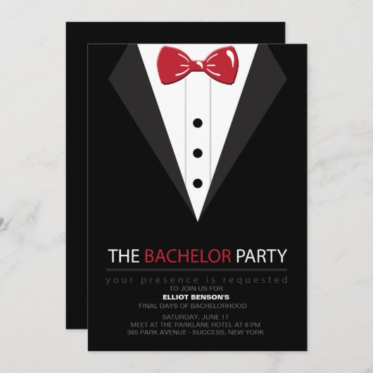 Invitation du Bachelor Party (Devant / Derrière)
