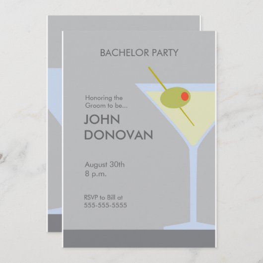 Invitation du Bachelor Party (Devant / Derrière)