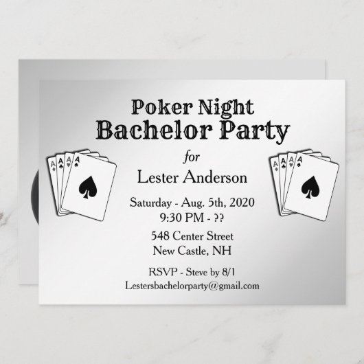 Invitation du Bachelor Party (Devant / Derrière)