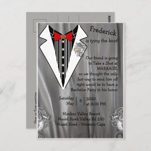 Invitation du Bachelor Party (Devant / Derrière)