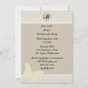 Invitation Du Bachelorette De Burlap And Lace Mono