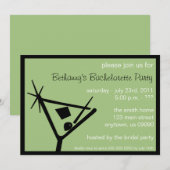 Invitation du Bachelorette Martini Verre Sage Vert (Devant / Derrière)