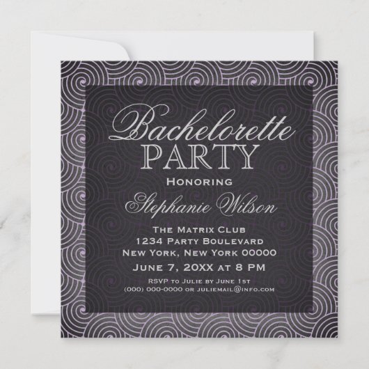 Invitation du Bachelorette Mod Swirls, violet (Devant)