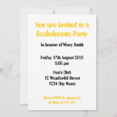Invitation du Bachelorette Party (Dos)