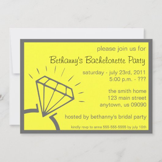 Invitation du Bachelorette Party (Diamond Ring Yel (Devant)