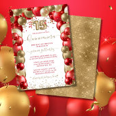 Invitation du ballon Quinceañera en or rouge