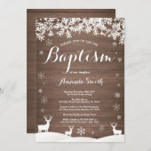 Invitation du baptême de cerfs d'hiver rustique (Devant / Derrière)