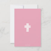 Invitation du baptême de la fille - rose, croix (Dos)