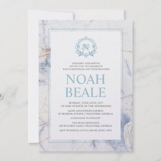 Invitation du baptême de marbre (Devant)